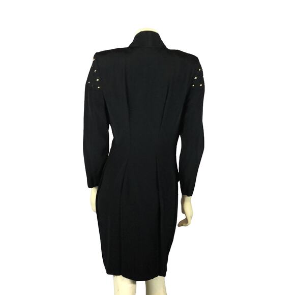 Vintage E.D. Michael by Melanie Drucker coat dress gold studs shawl collar 9-10 - Picture 3 of 12